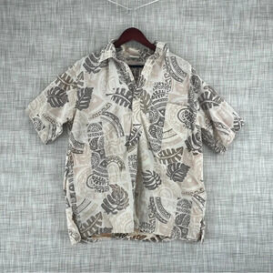 Go Barefoot Mens Size L reverse print hawaiian pullover shirt *flaws* 2240